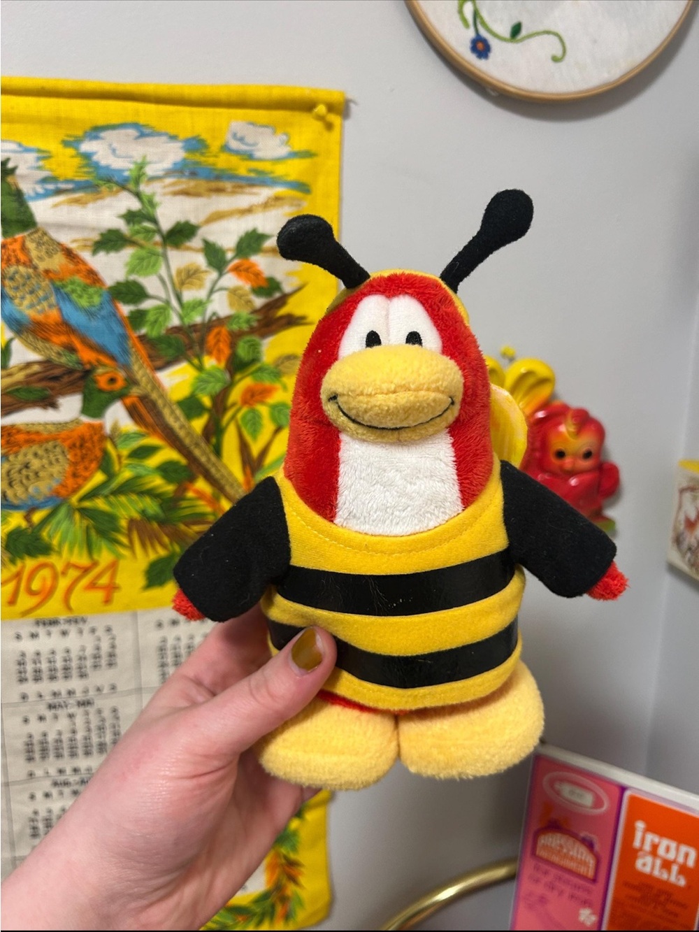 Y2K Club Pengujn Bee Plush Character - Yellow, Black, Red
